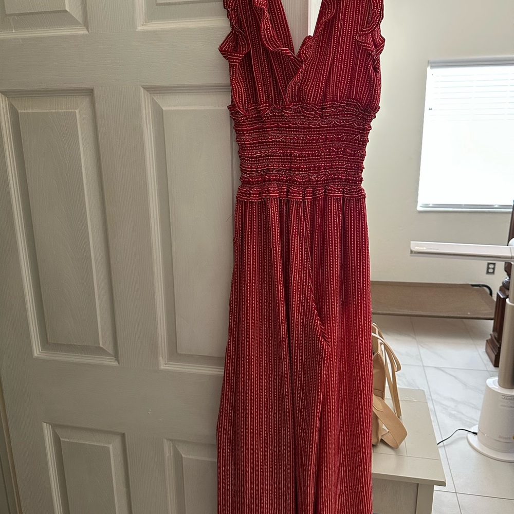 Max Studio Red Sleeveless Jumpsuit